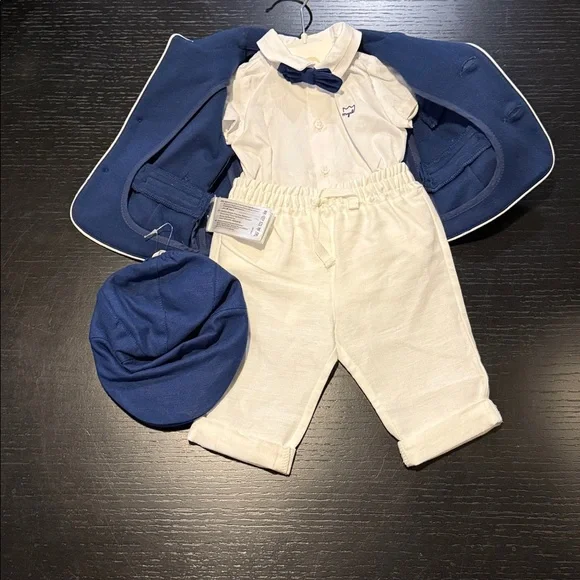 Blue and White Baby Suit Set 0-1 month Matching Sets